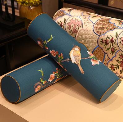 Traditional Chinese Jacquard Cylinder Bolster Pillow