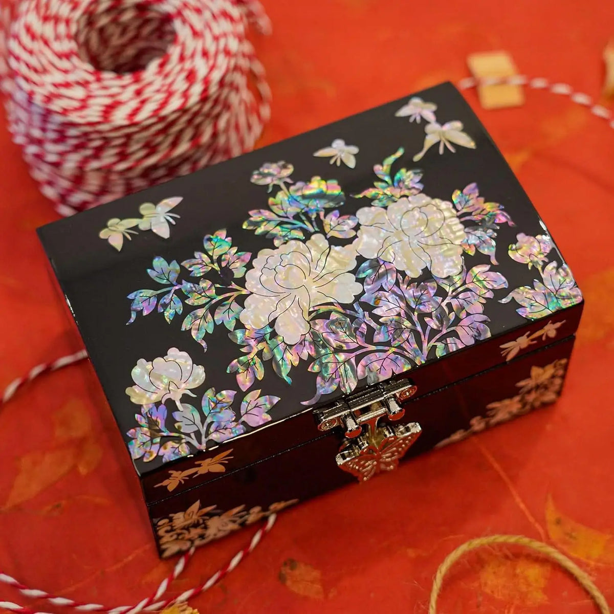 Handcrafted Mother of Pearl Jewelry Box with Mirror, Organizer for Earrings Necklaces Rings Bracelets