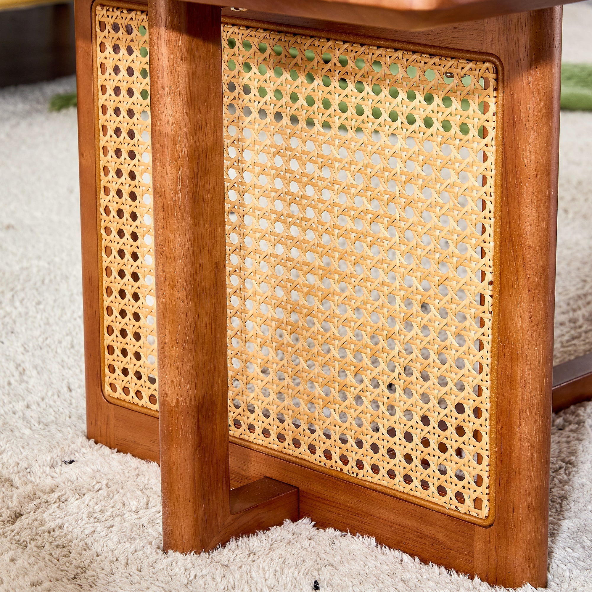 Chinese Style Imitation Rattan Tea Table Walnut Color
