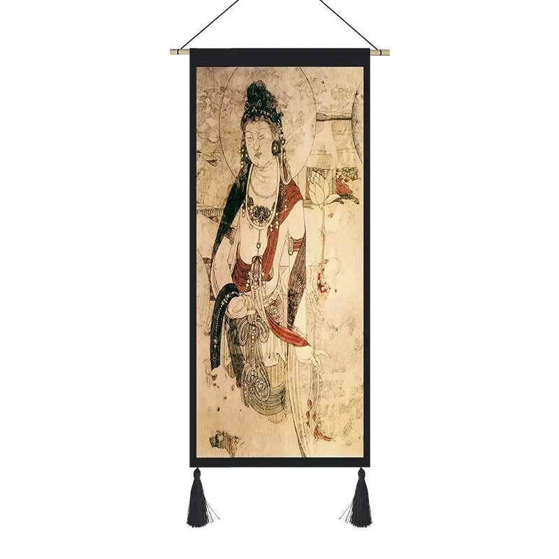 Dunhuang Murals Tapestry – Ethnic Style Fabric Wall Hanging for Bedroom & Living Room