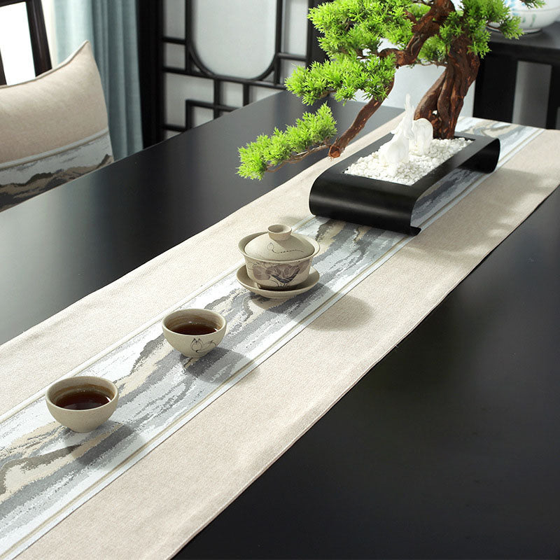 Chinese Style Table Runner Solid Linen Cotton Cover Waterproof
