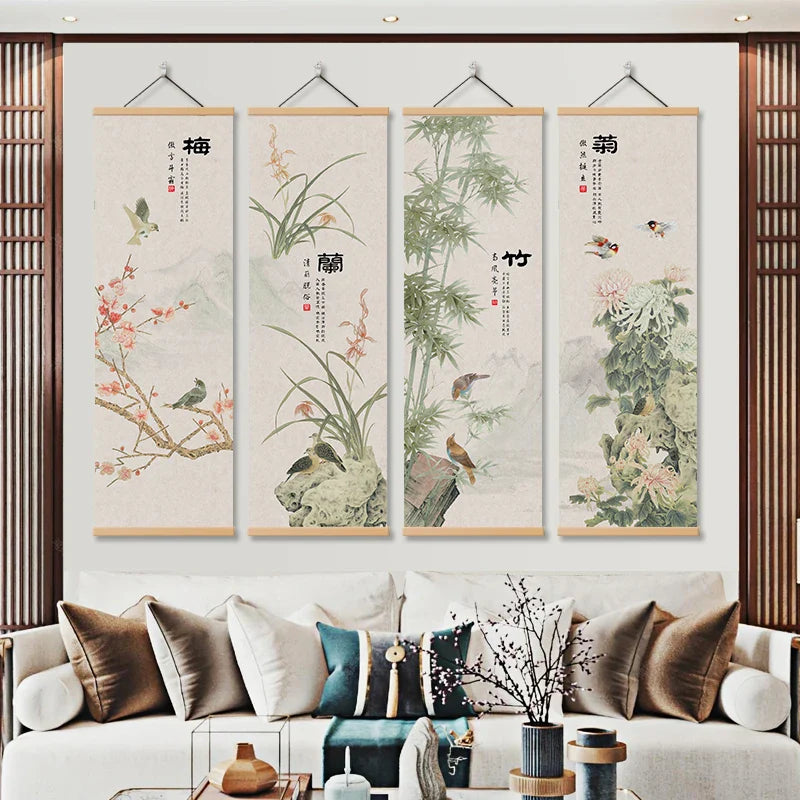 Landscape solid wood scroll painting, home decoration painting, poster wall art wall, art decoration canvas
