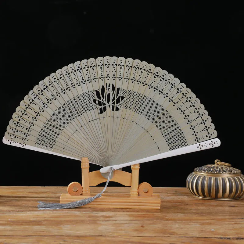New Chinese Super Fairy Lotus Small Fan Hanfu Qipao Women's Hollow Fan Wedding Photography Props Folding Fan