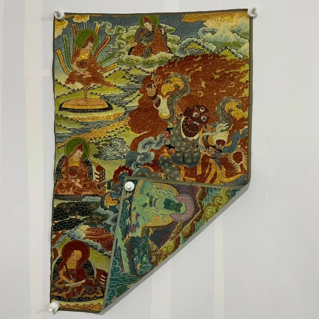 Tibetan Temple Silk Thangka – Embroidered Vajrapani Bodhisattva Hanging