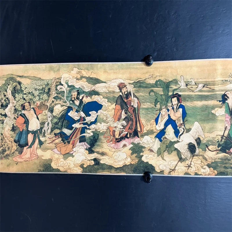 Zhang Daqian “Eight Immortals Crossing the Sea” Long Scroll – Watercolor Painting (220×30cm)