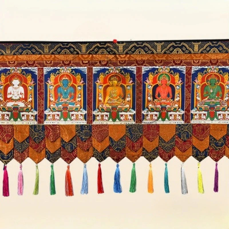 Tibetan-Style Five-Dragon Buddha Curtain – Handmade Temple Door Fabric
