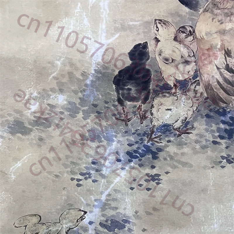 Liu Kuiling Rooster Scroll – “Fortune and Auspiciousness” Rice Paper Painting