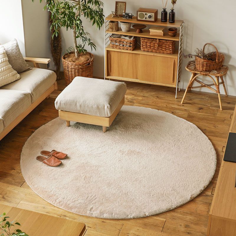 Solid Color Japanese Silk Wool Round Carpet Floor Mat