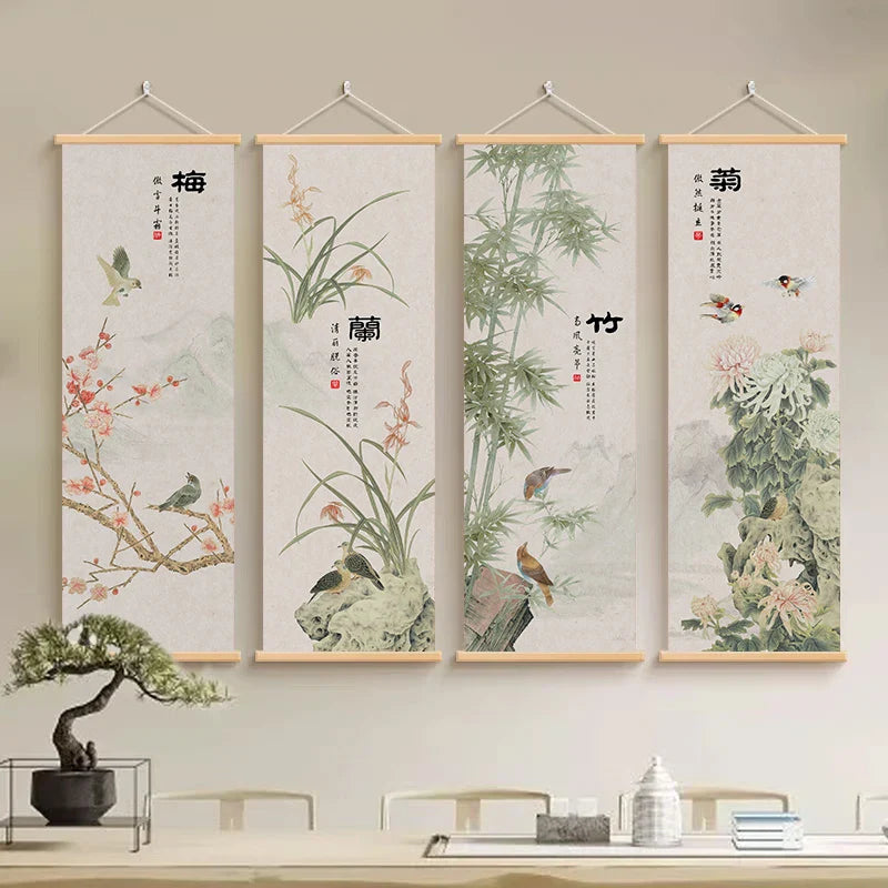 Landscape solid wood scroll painting, home decoration painting, poster wall art wall, art decoration canvas