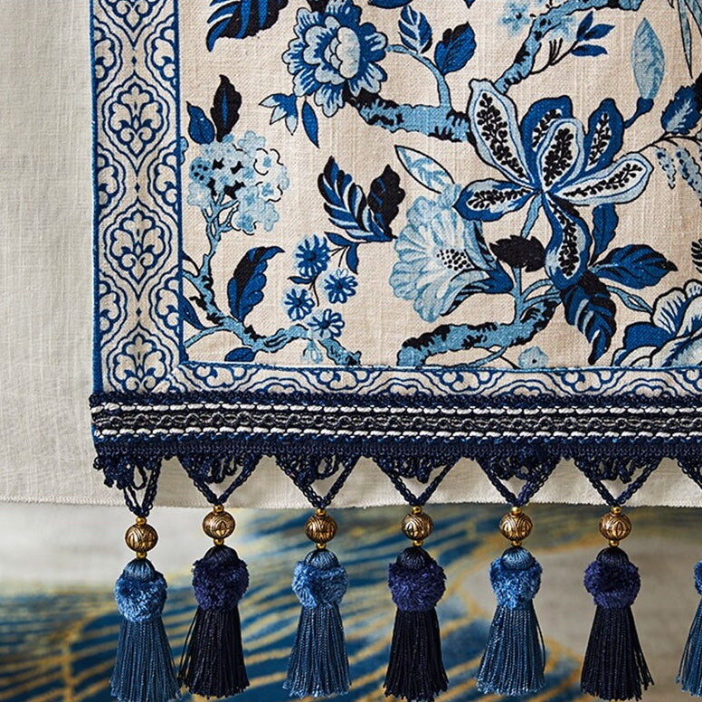 The Indigo Current: Modern Blue & White Table Runner