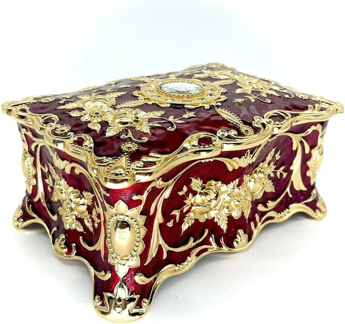 Ornate Pastoral-Style Jewelry Box – Velvet-Lined Gift for Girls & Women