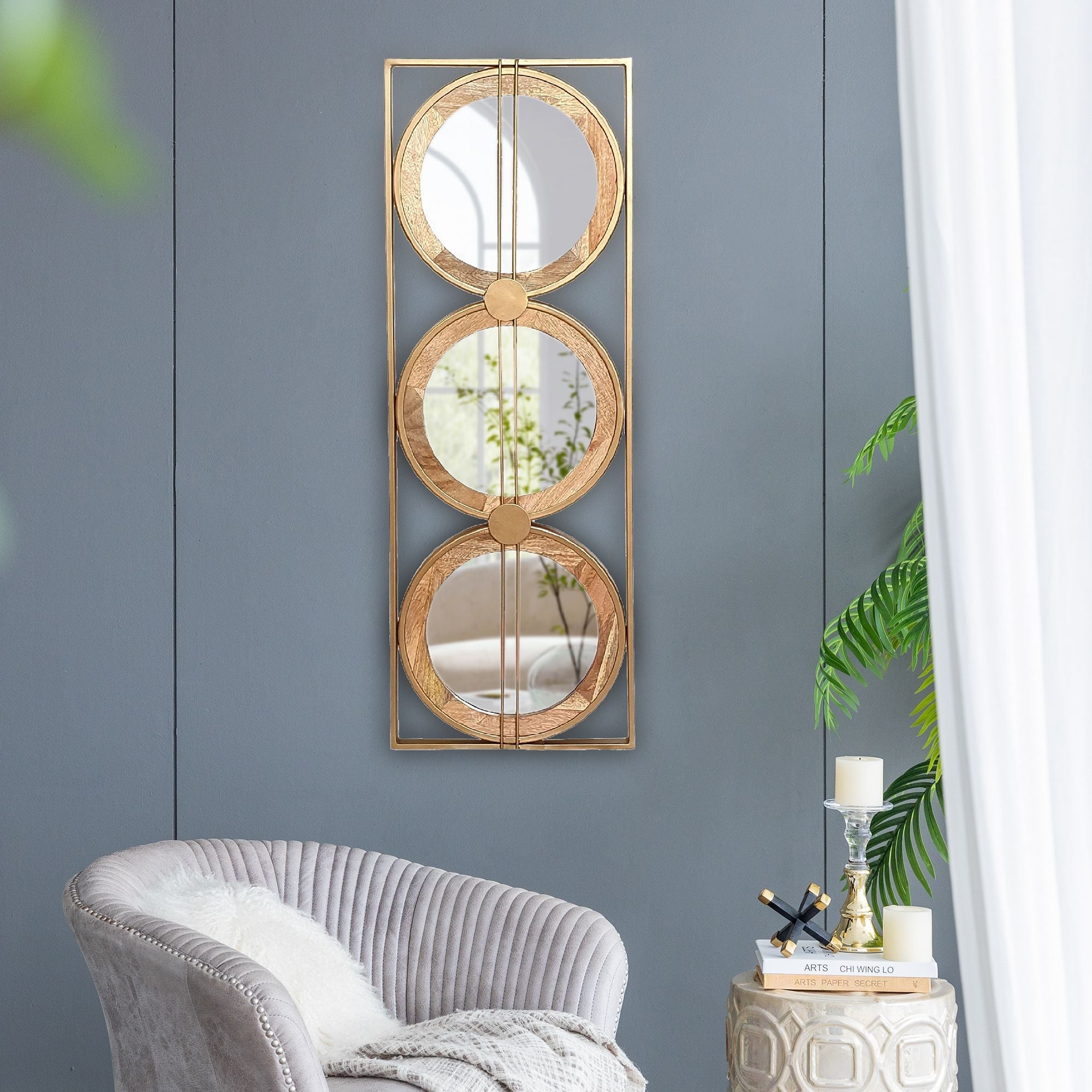 Adelaide 3 Piece Wall Mirror in Gold Rectangular Frame, 40"x14"