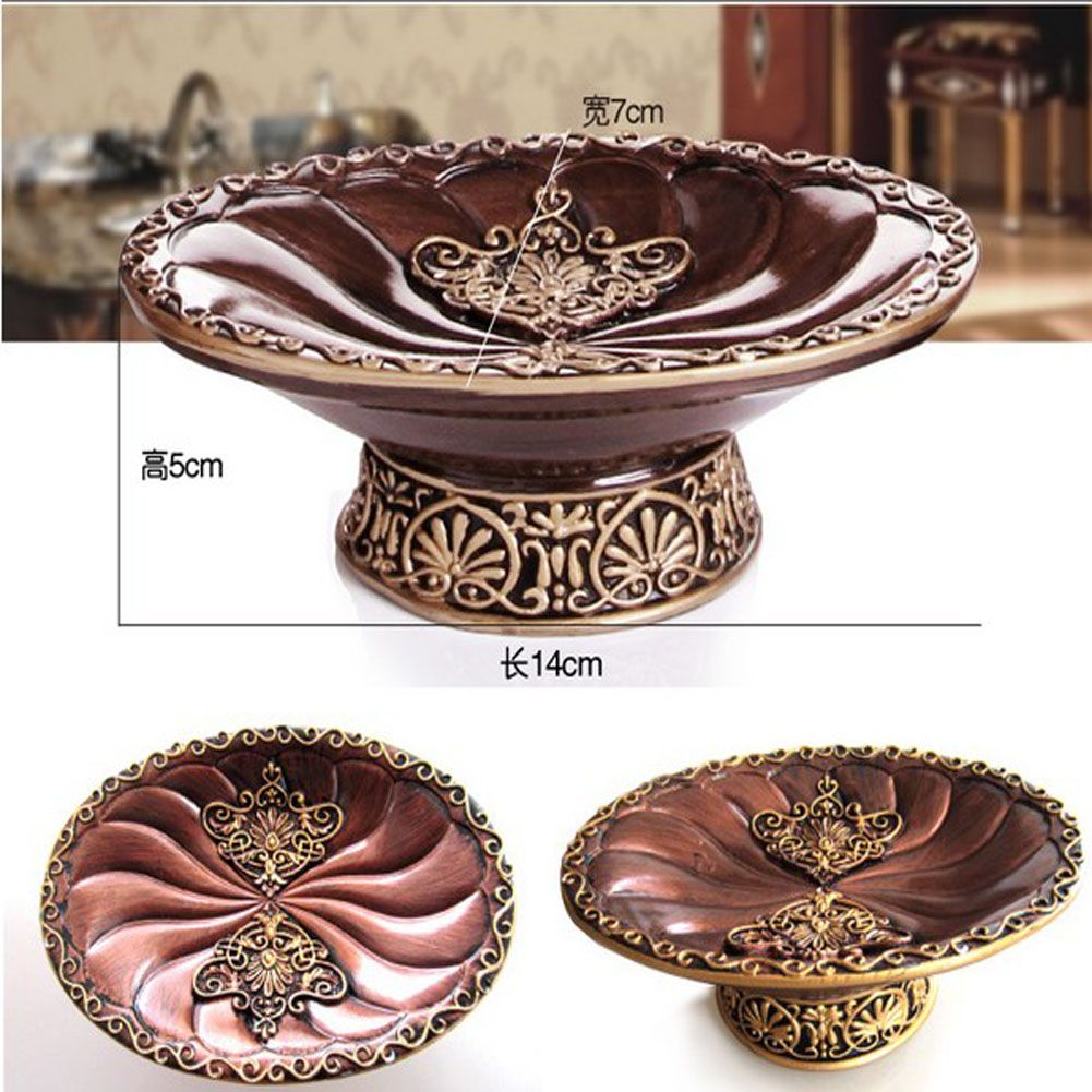 Traditional Chinese Brown Wood Grain Resin Soap Dish or Jewelry Holder