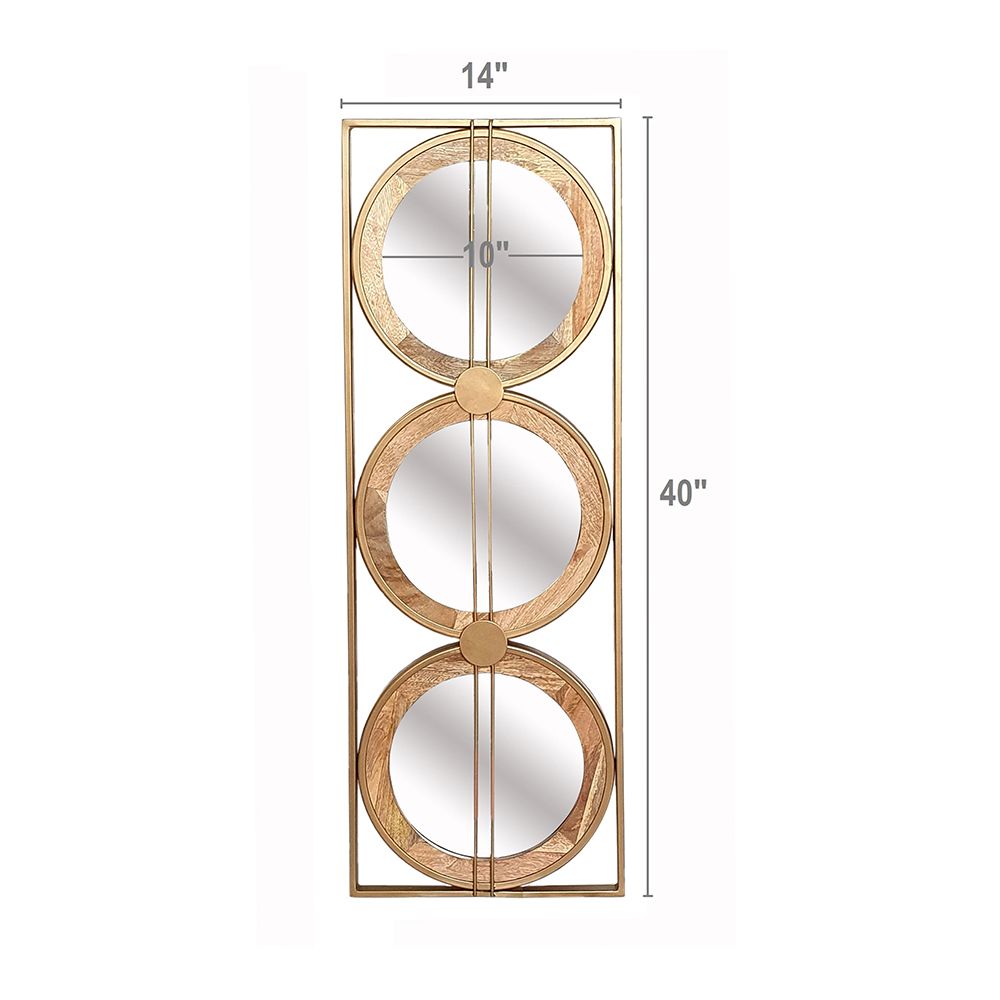 Adelaide 3 Piece Wall Mirror in Gold Rectangular Frame, 40"x14"