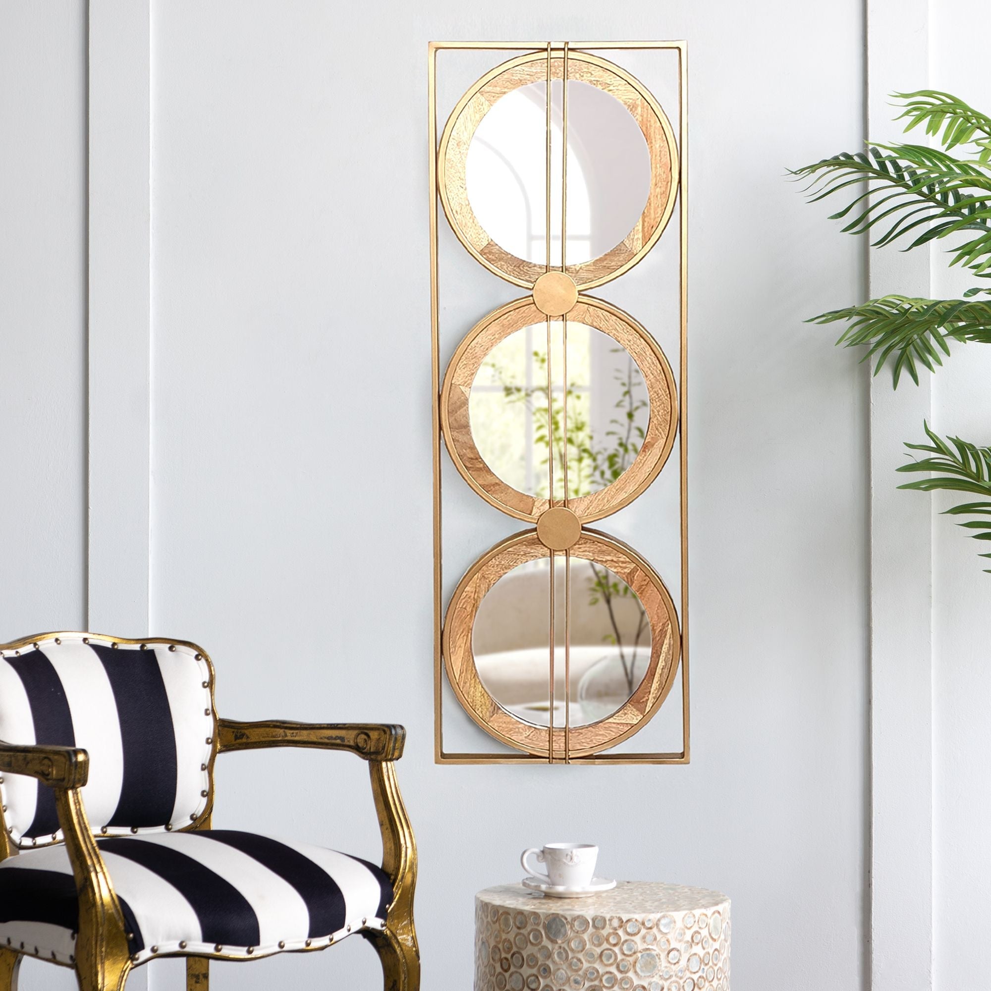 Adelaide 3 Piece Wall Mirror in Gold Rectangular Frame, 40"x14"