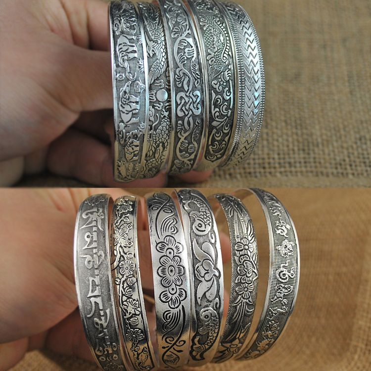 Handcrafted Tibetan Miao Silver Artisan Bracelet for Boho Fashion