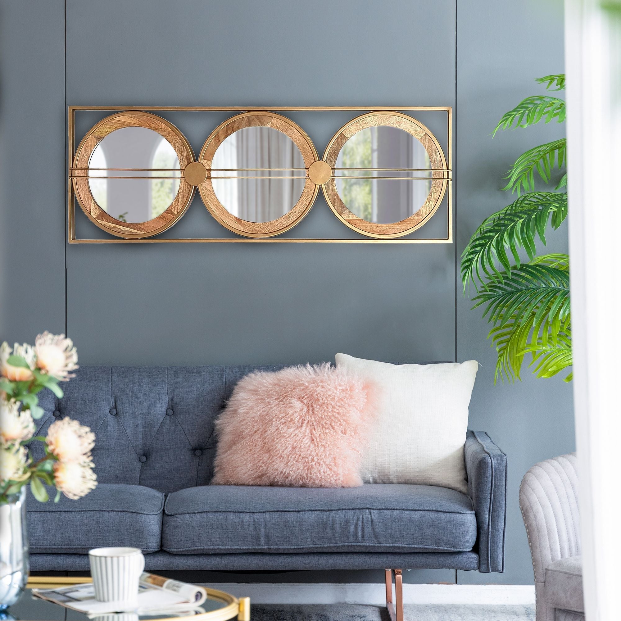 Adelaide 3 Piece Wall Mirror in Gold Rectangular Frame, 40"x14"