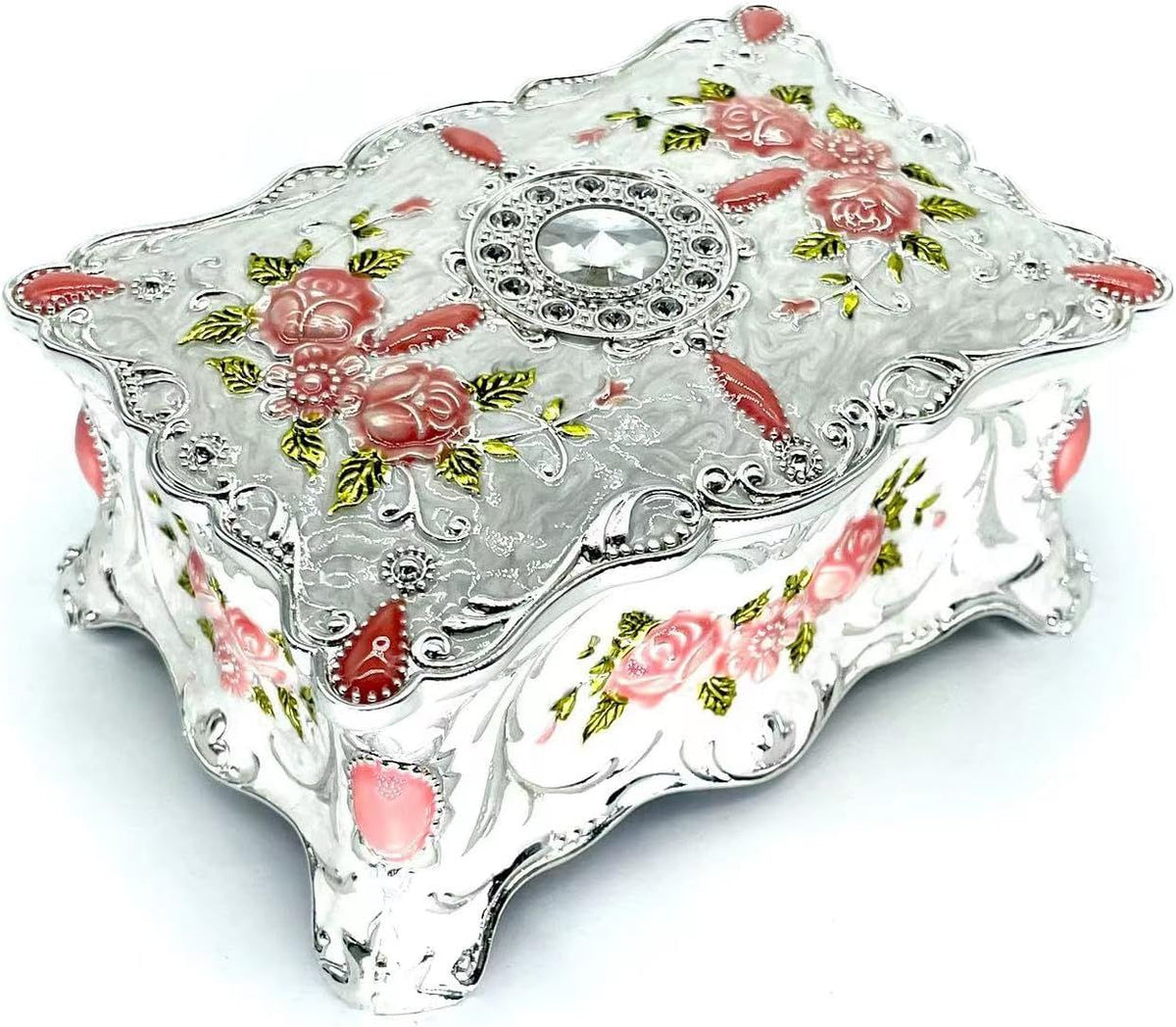 Ornate Pastoral-Style Jewelry Box – Velvet-Lined Gift for Girls & Women