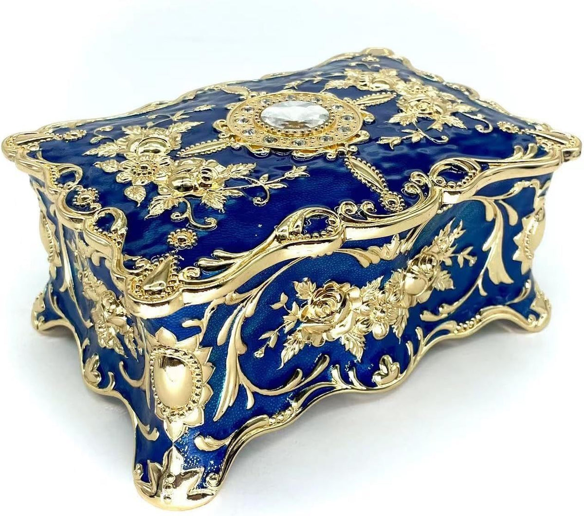 Ornate Pastoral-Style Jewelry Box – Velvet-Lined Gift for Girls & Women