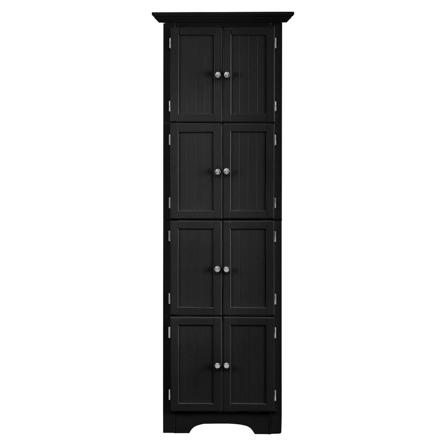 Tall Cabinet with Doors and 4 Shelves for Living Room, Kitchen, Office, Bedroom, Bathroom, Modern, Black