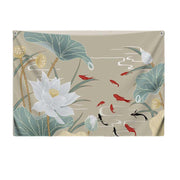 Chinese Lotus Carp Wall Art Tapestry - 39x51 Inch Living Room & Bedroom Decor