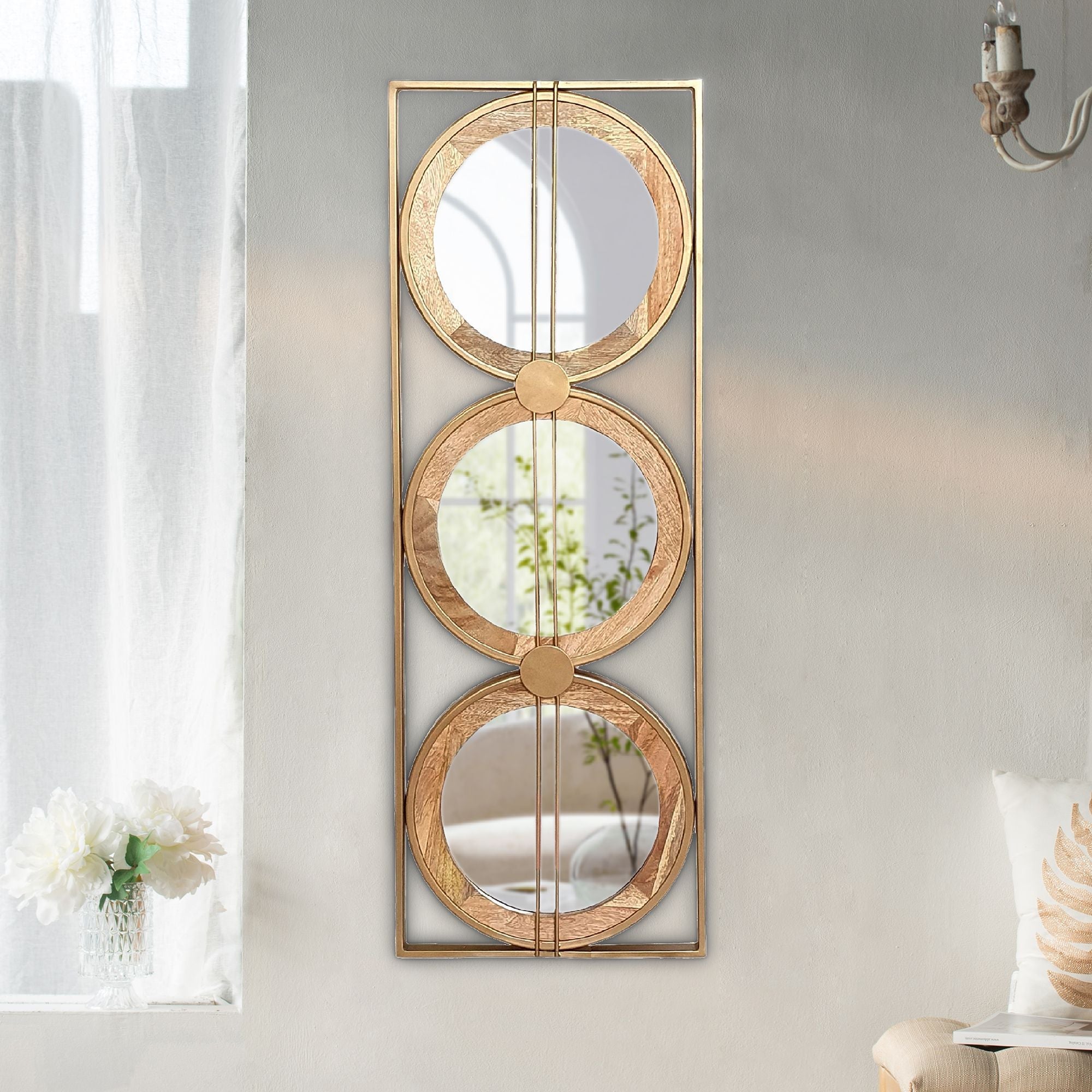 Adelaide 3 Piece Wall Mirror in Gold Rectangular Frame, 40"x14"