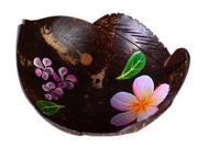Coconut Shell with Hand-Painted Flowers Soap Dish or Jewelry Holder