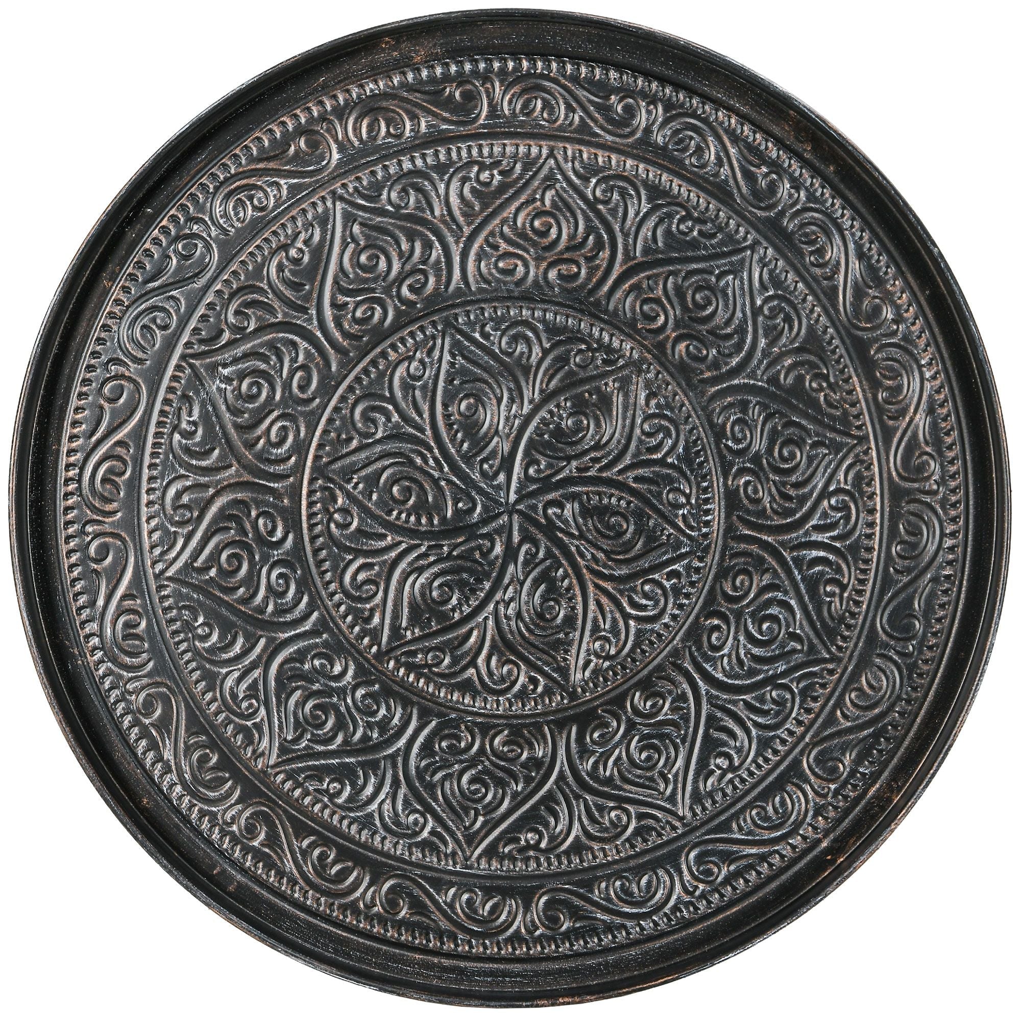 Modern Hammered Tray Top Coffee Table - 24" Round with Sturdy Metal Frame for Stylish Interiors