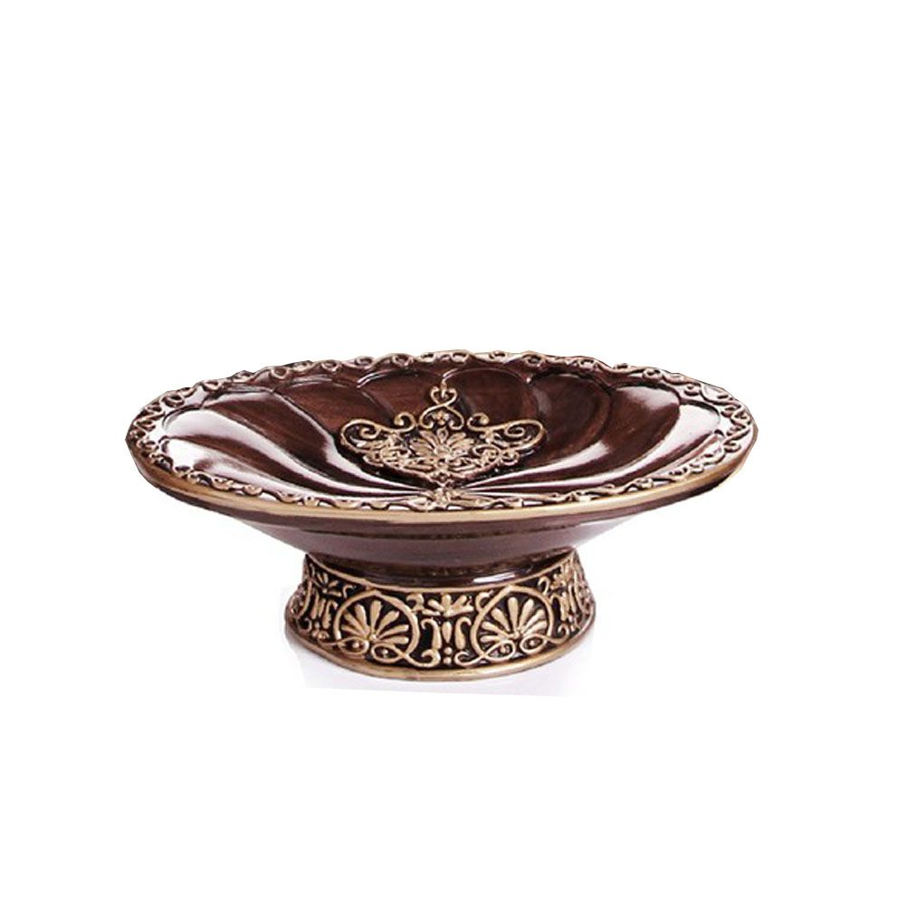 Traditional Chinese Brown Wood Grain Resin Soap Dish or Jewelry Holder