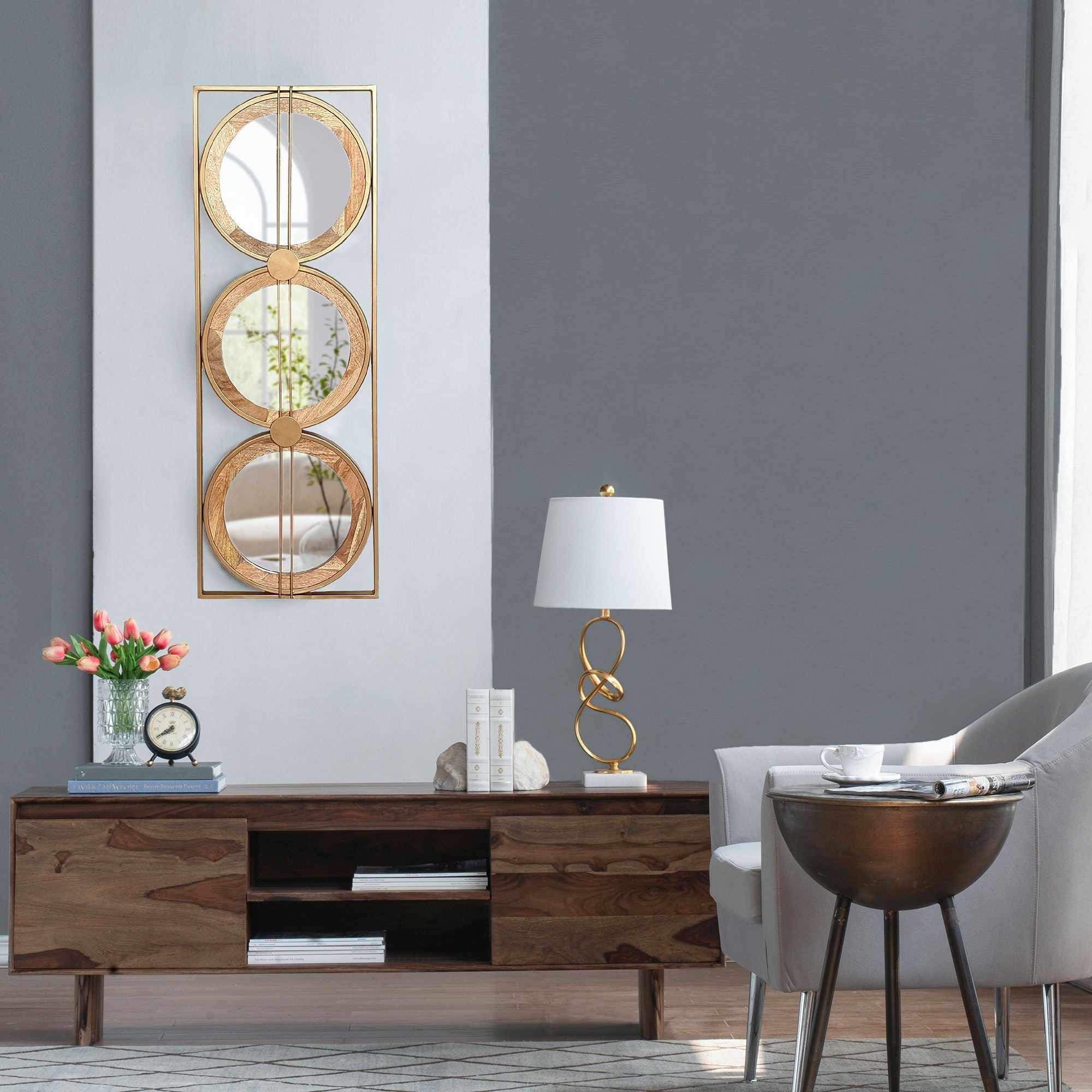 Adelaide 3 Piece Wall Mirror in Gold Rectangular Frame, 40"x14"