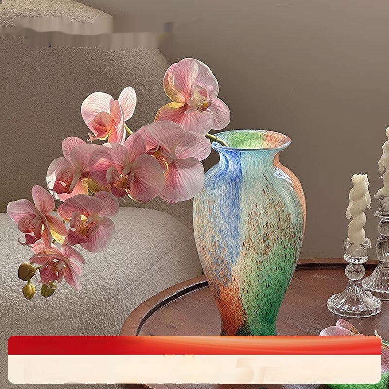 Chinese Style Blue Transparent Glass Vase
