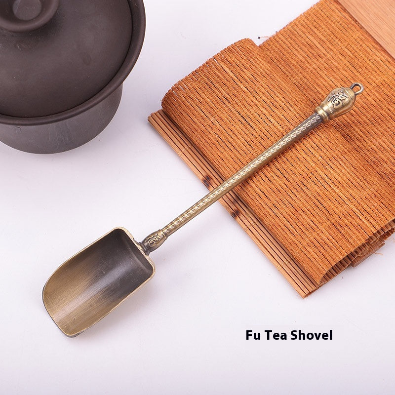 Carved Fu Character Auspicious Clouds Pattern Tea Shovels