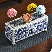 Blue and White Ceramic Bud Vase or Incense Holder