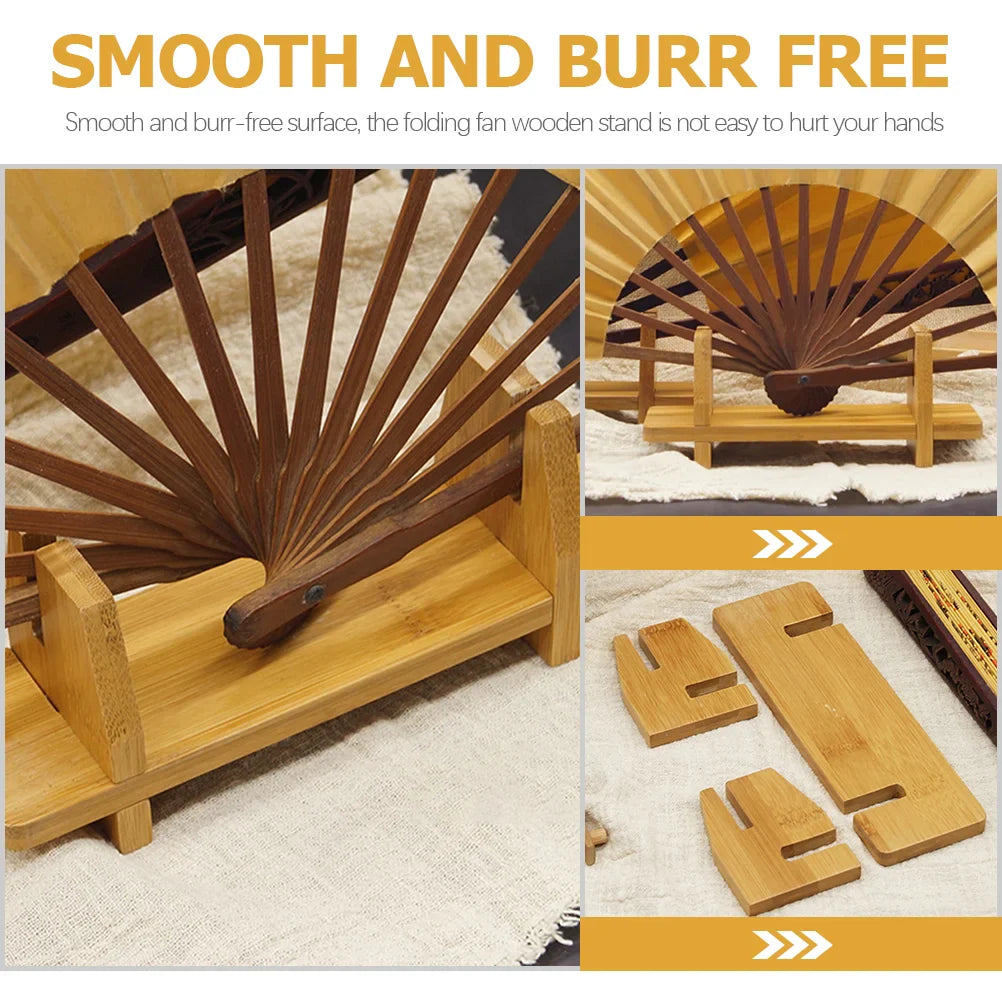 Folding Fan Holder Wooden Fan Stand Smooth Surface Traditional Japanese Bracket Home Decor Figurine Gift nament