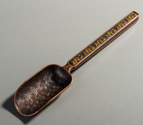 Carved Fu Character Auspicious Clouds Pattern Tea Shovels