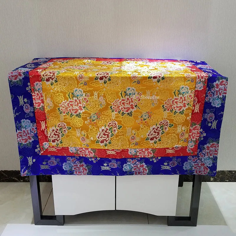 Tibetan-Style Thickened Altar Cloth – 100×100cm Decorative Table Cover