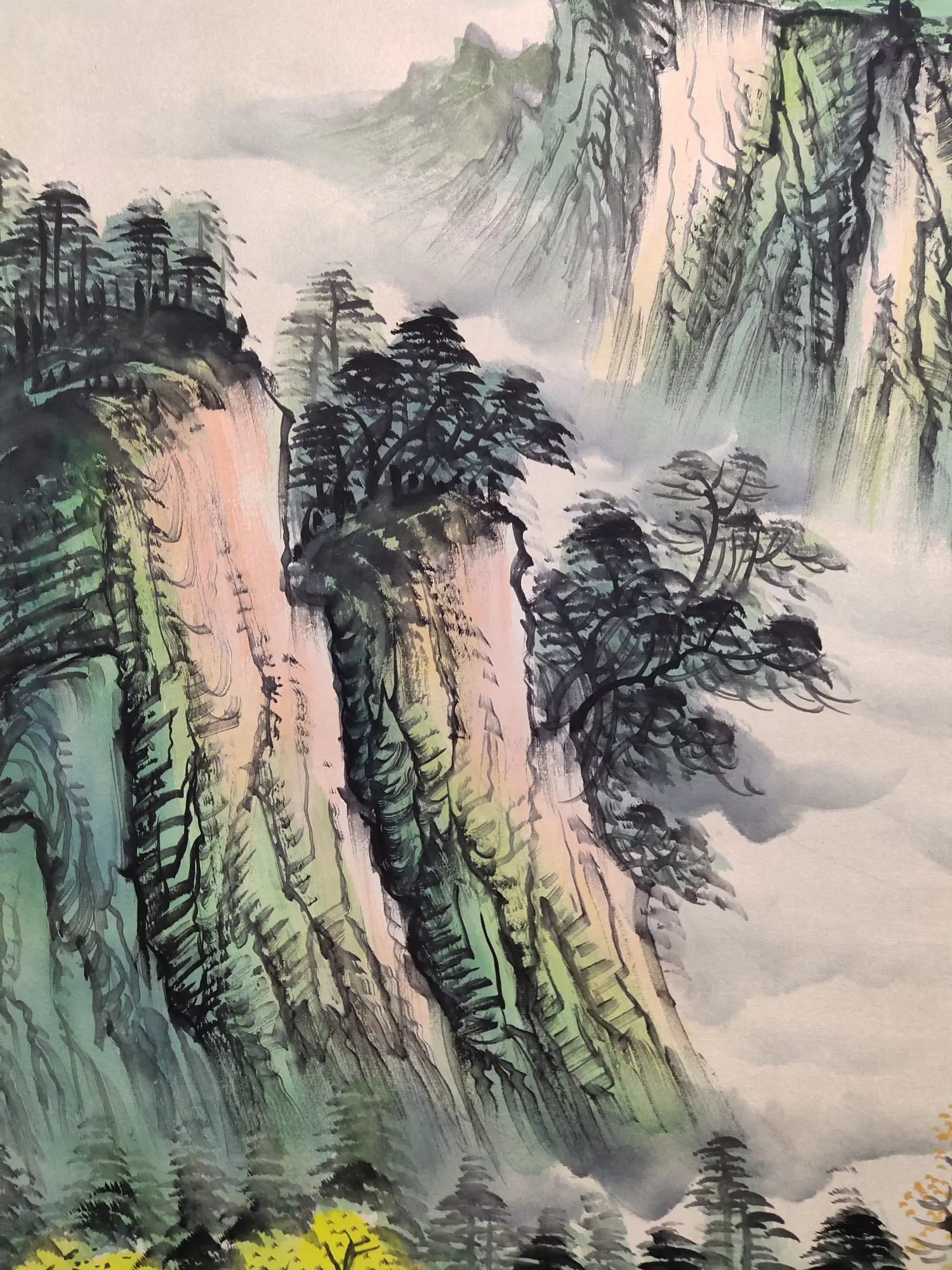 Chinese Landscape Scroll with Calligraphy – Mountains & Waters, Attributed to Guan Shanyue