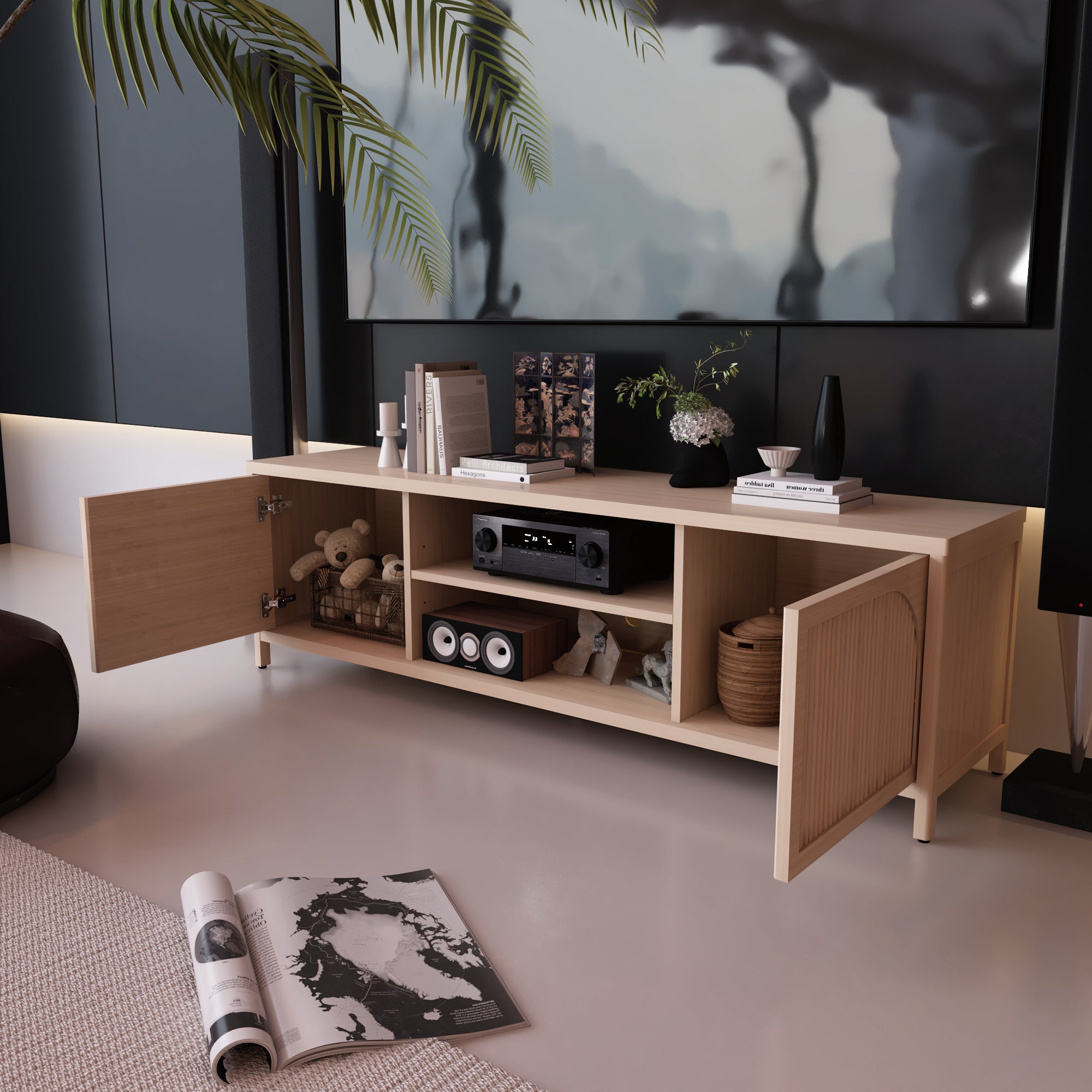 Sustainable Bamboo TV Media Console (Natural Finish)