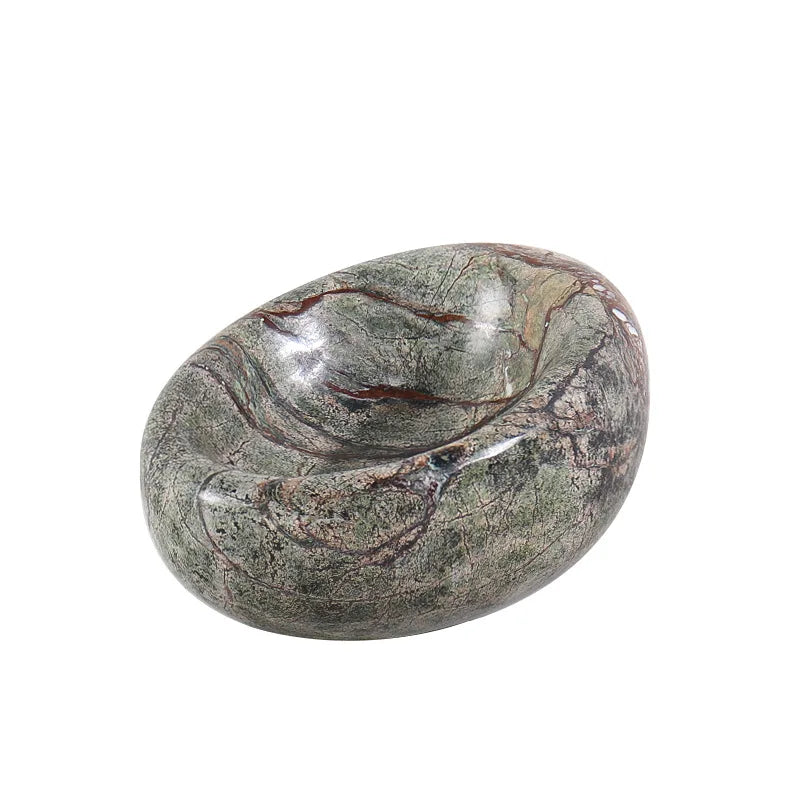 French Wabi-Sabi Marble “Bird’s Nest” Tray – Stone Jewelry & Sundry Dish (18×13×9cm)