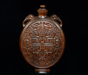 Tibetan Boxwood Flower Carved Snuff Bottle Dragon-Ear Vase