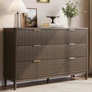54 Walnut Curved Tall Chest with Deep Drawers for Bedroom Storage