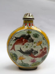 Collected Old China Cloisonné Fish & Lotus Snuff Bottle