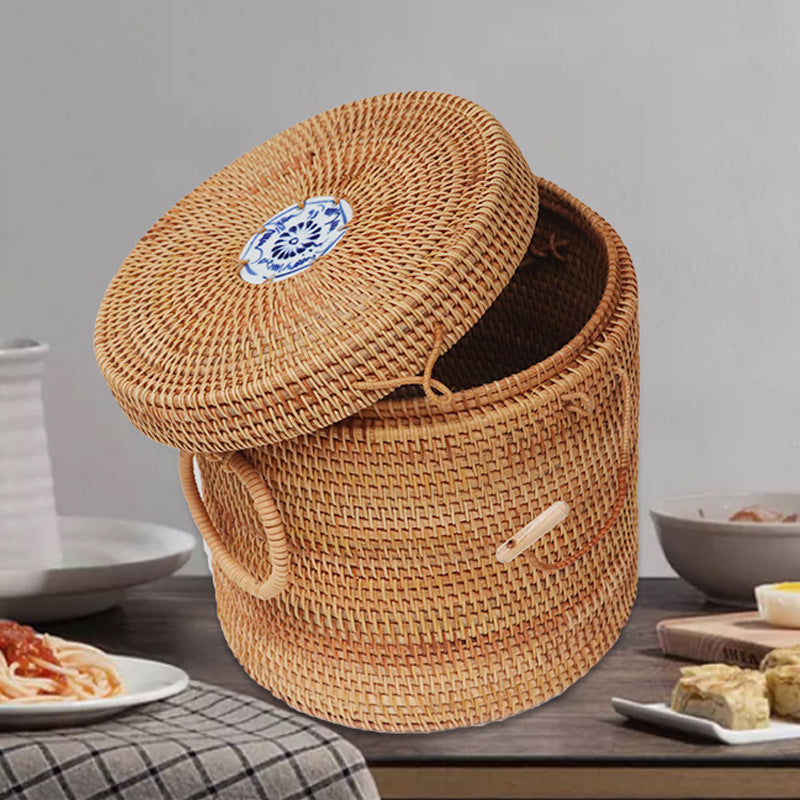 Vietnamese Handmade Rattan Weave Tea Storage