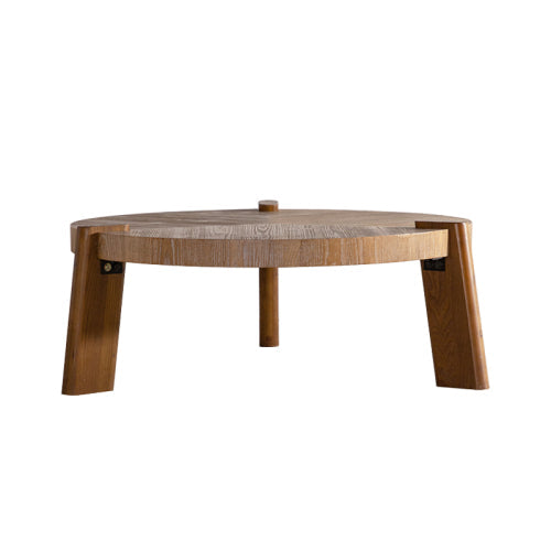 Rustic Wood Round Coffee Table, Easy Assembly
