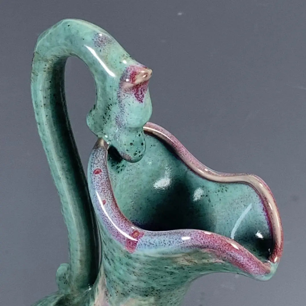 Traditional Chinese Style Porcelain Vase with Jun Glaze with Kiln Change Dragon Head