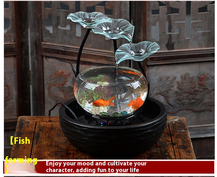 Desktop Water Fish Tank & Bonsai Ornament – Asian Home Decor