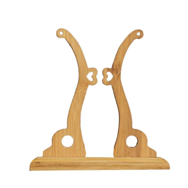 Elegant Chinese Style Bamboo Fan Stand Holder Bracket Rack for Home Office Decor