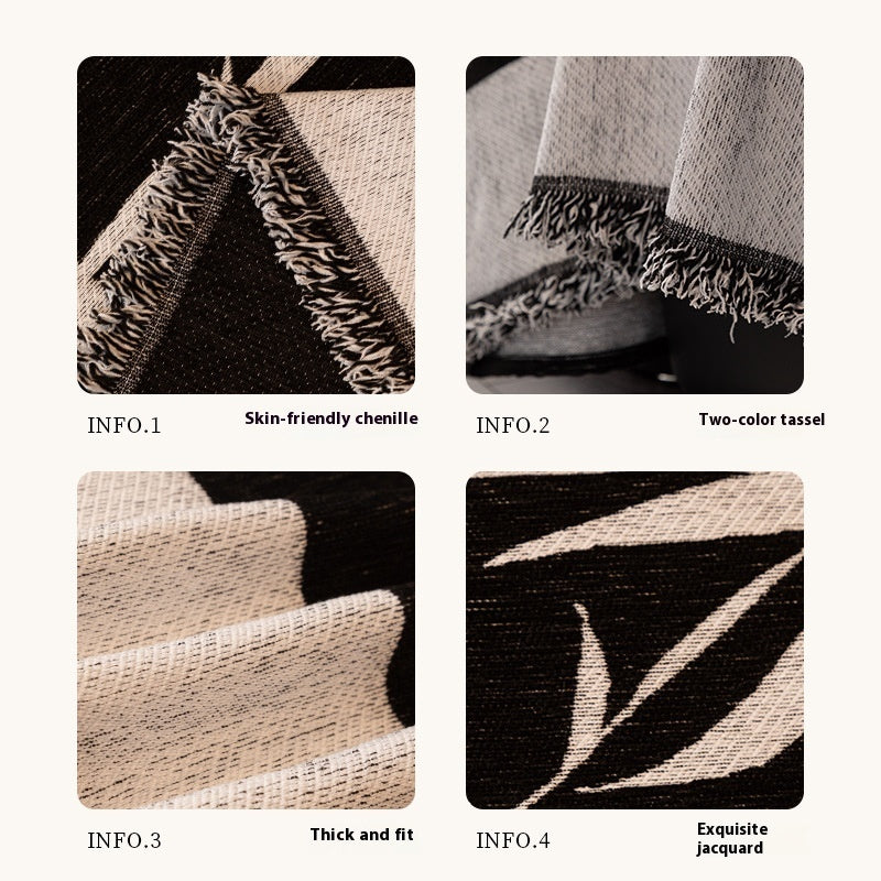 Modern Bamboo Pattern Chenille Sofa Throw Cover
