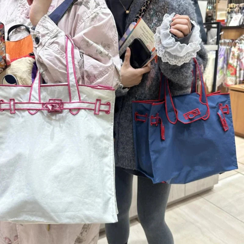 Embroidered Nylon Handbag