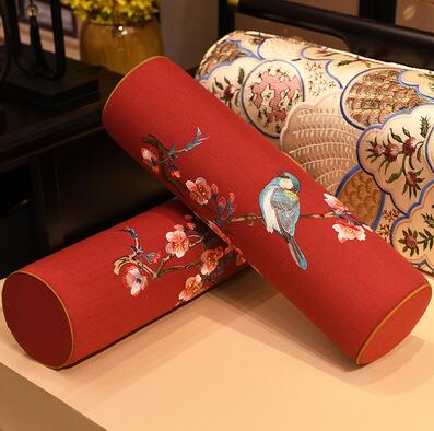 Traditional Chinese Jacquard Cylinder Bolster Pillow